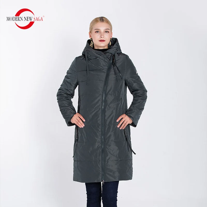 B-65 dark green MODERN NEW SAGA Осеннее Женское Пальто Теплая Длинная Куртка С Капюшоном Стеганое Пальто Синтепух Парка Женская Зима Женское Длинное Пальто Зимнее Парки Женские Зимние Верхняя Одежда Для Женщин - Цвет: B-65 dark green