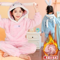 girls pajamas autumn winter soft sleepwear 2 pcs kids clothing sets robe flannel huggy wuggy 3 12 years old
