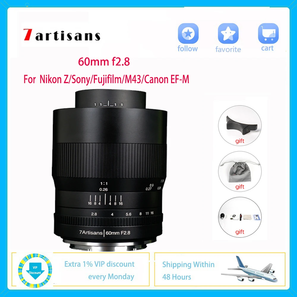 7artisans макро SLR 60 мм f2.8 Full HD Камера объектив рыбий глаз с постоянным фокусным