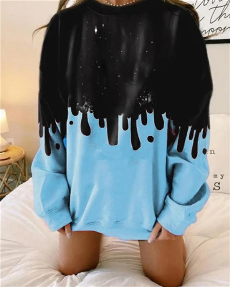 

ThornTree Winter Fall Women Print Patchwork Sweatshirts Loose Tops Christmas Fashion Long Sleeve O-Neck Pullover 2020 Plus Size