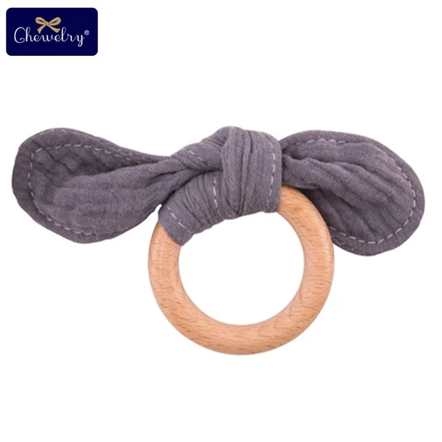Gray bunny ear 1 шт., деревянный зубопрорезыватель, хлопковая соска, зажимы, цепочка, плетеная нить, кожа, гравировка, лиса, соска, клипса, пустышка для детей, товары для кормления - Цвет: Gray bunny ear