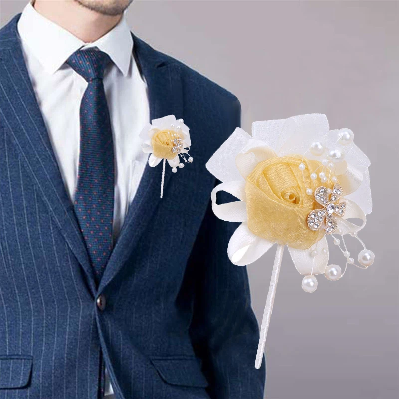 Корейский стиль Новый светильник Золото жениха костюм штырь отворотом невесты