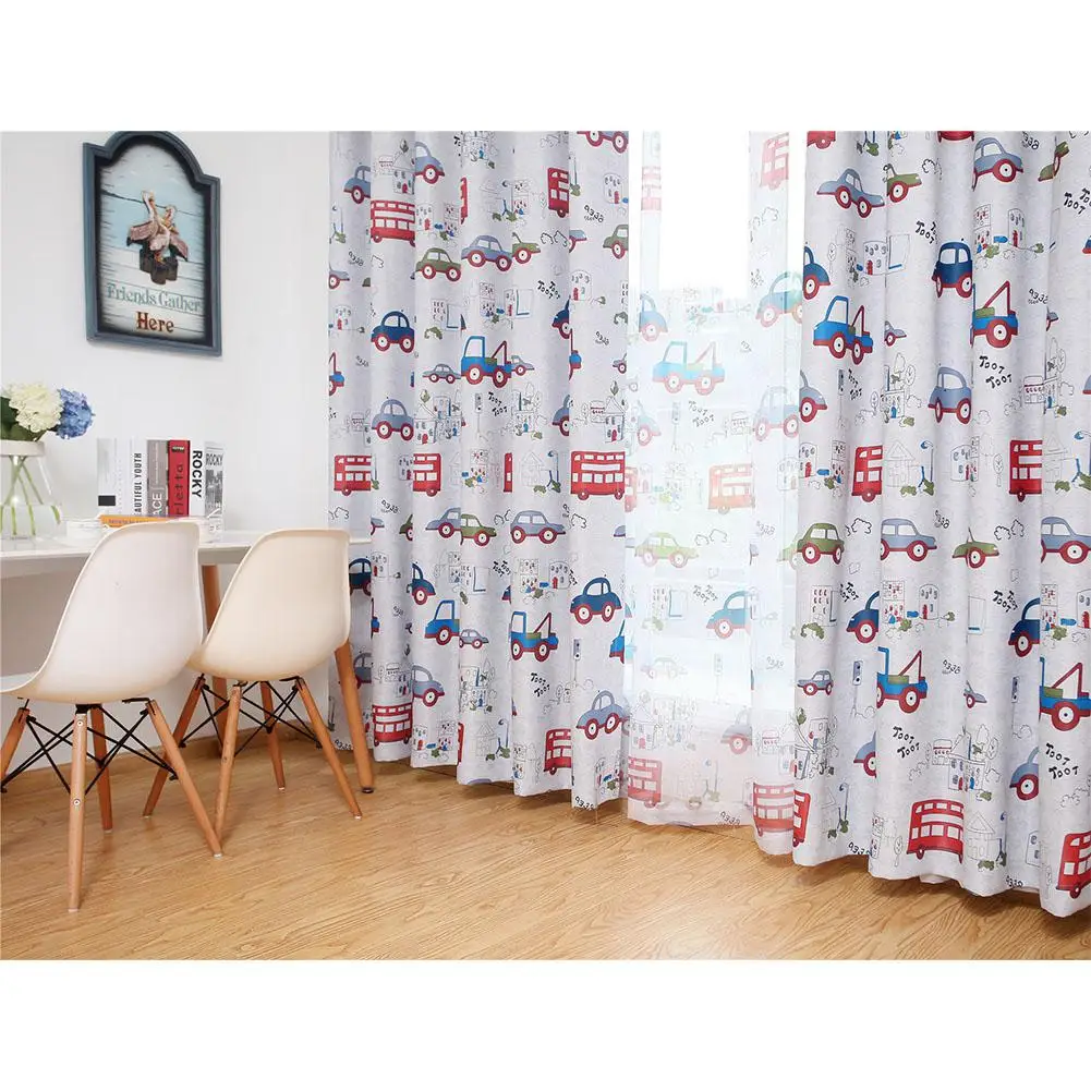Дети мультфильм белые облака автомобили Милый Печать Затенение окна занавес для