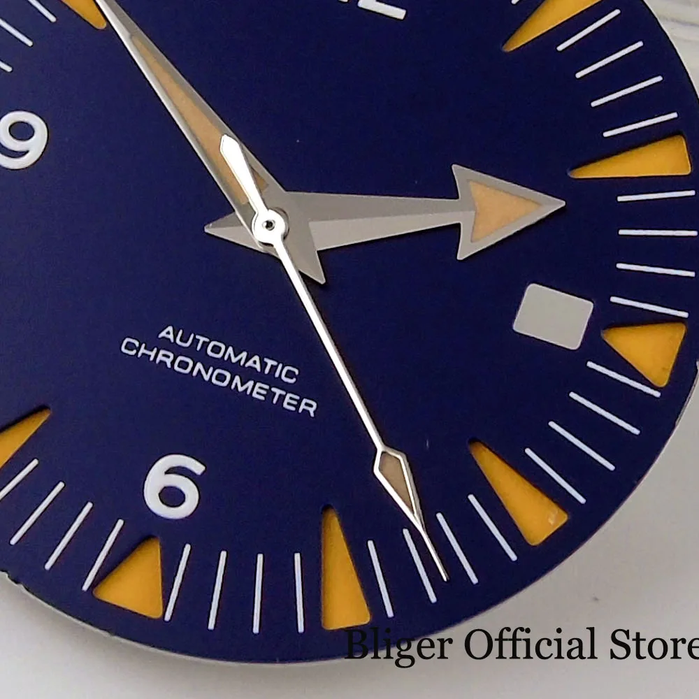 

Fit MIYOTA 8215 8205 821A ETA 2836 Mechanical Case Blue Dial Luminous Hand Sapphire Glass Seeing Backcover