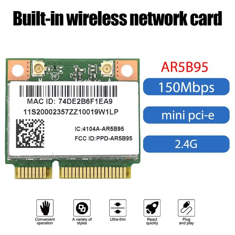 

AR5B95 WiFi Card Wlan Card Wireless WiFi Network WiFi Network Adapter For Lenovo Z370 Y460 G470 Z470 Z560