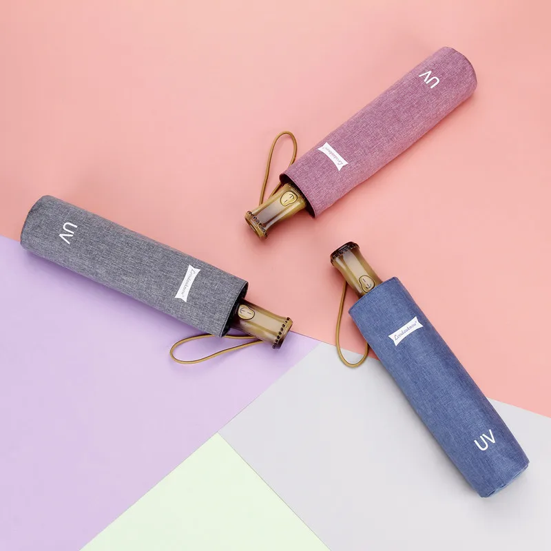 

Leodauknow полностью автоматический высококачественный Женский зонт для путешествий с тремя складными бамбуковыми ручками, защита от солнца, з...