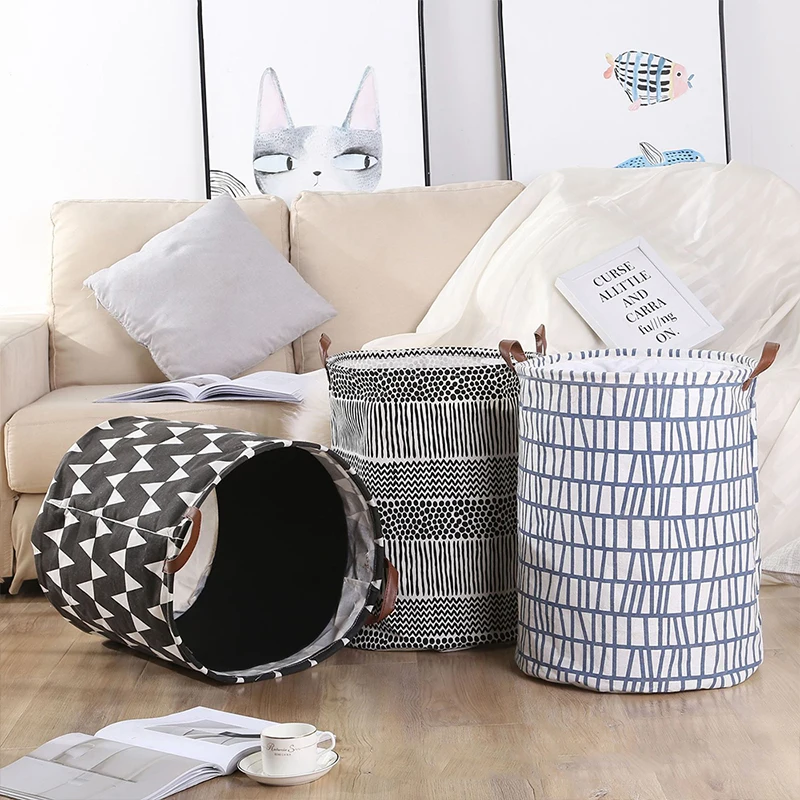 Хранение портфель для хранения ведро из хлопка и льна pe покрытие Dedroom Tissue Dirty Clothes