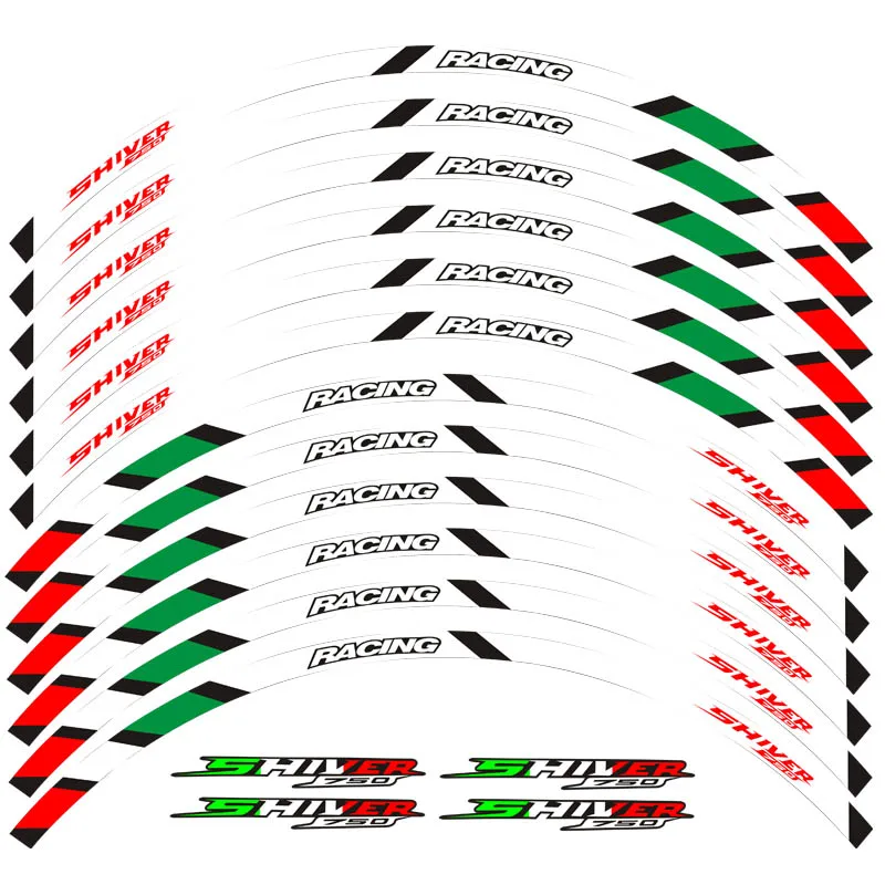 Новинка 12 шт. в полоску для мотоцикла 17 размеров наклейка на колеса
