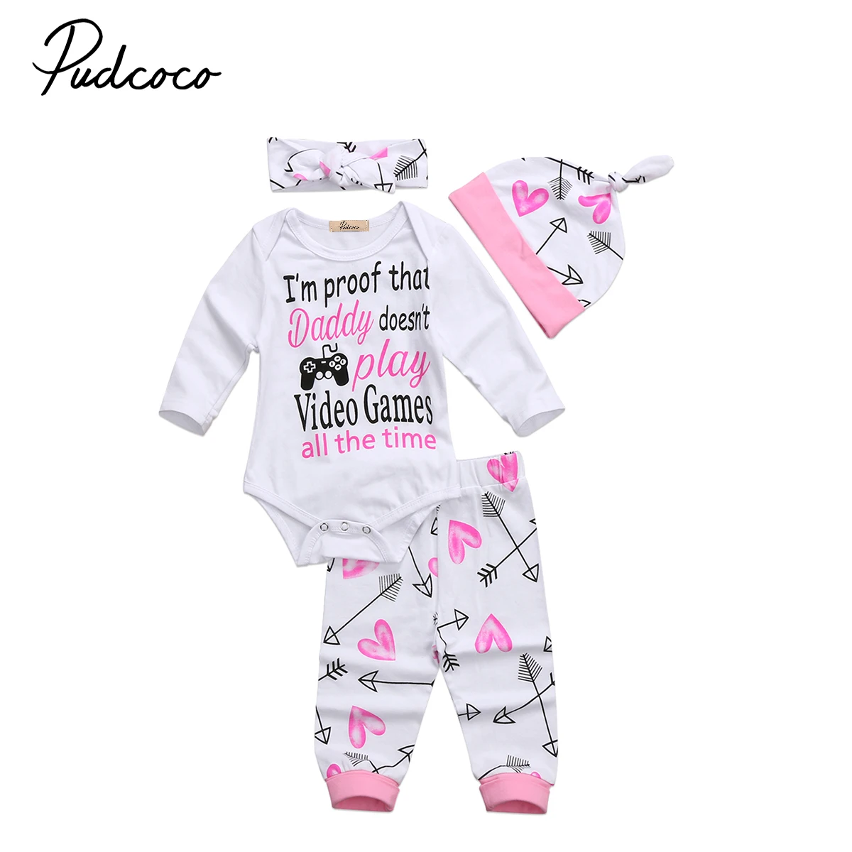 Одежда для новорожденных и маленьких девочек Комбинезон боди + штаны комплект