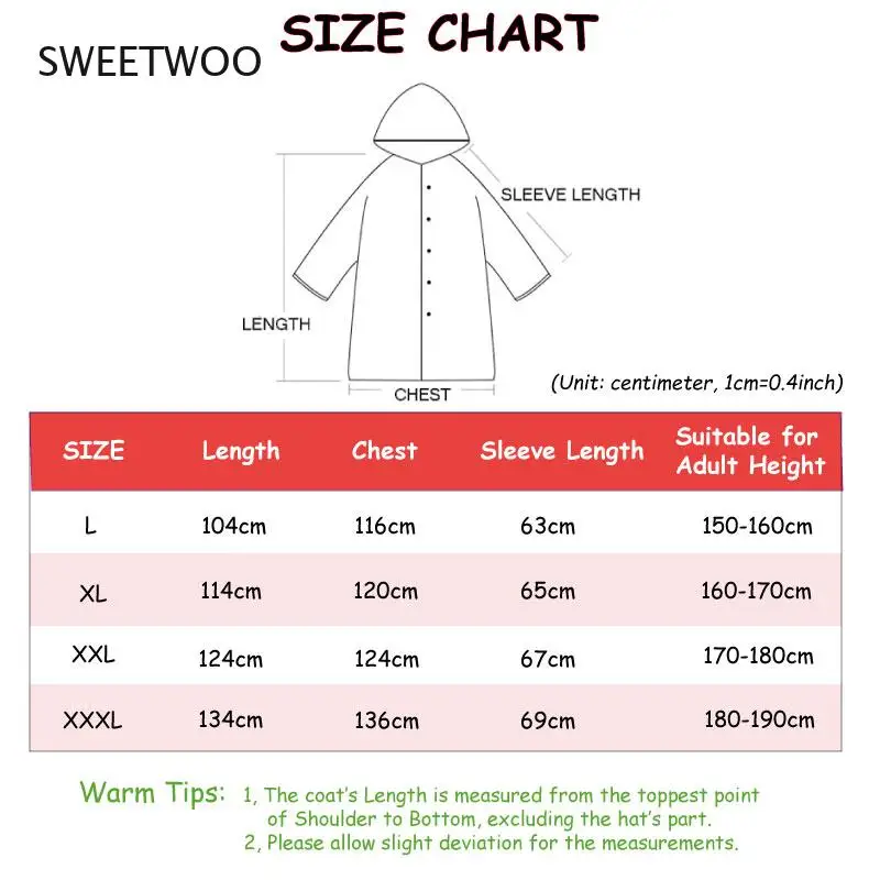 Black Fashion Adult Waterproof Long Raincoat Women Men Rain coat Hooded For Outdoor Hiking Travel Fishing Climbing Thickened