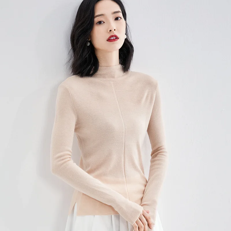 Fall and Winter 2019 New pullover Women's Basics Bottoming Knitwear Wild Pullover Sweater Half Turtleneck women 19068 | Женская