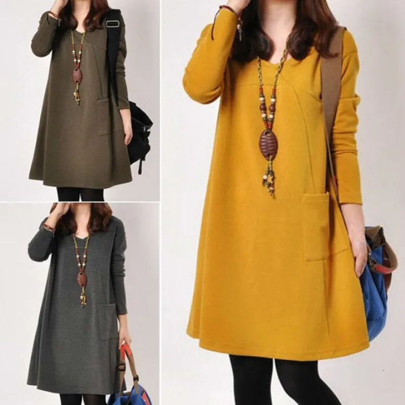 Осеннее Новое Повседневное платье для будущих мам беременных большого размера