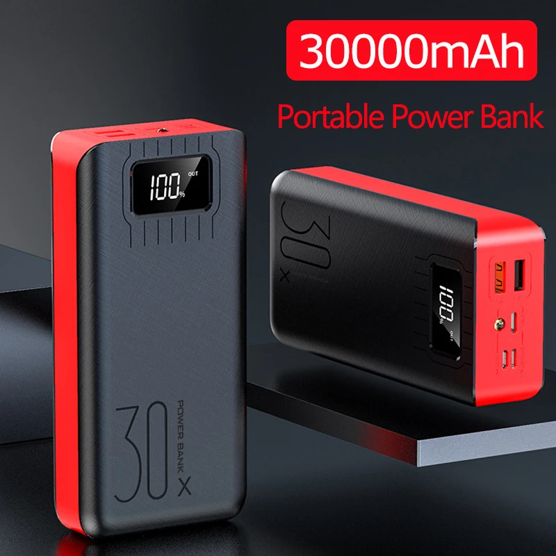 Мощность банка 30000 мА/ч Дисплей внешний Портативный Зарядное устройство быстрой