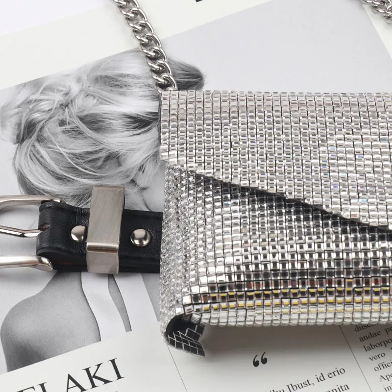 Bling Стразы поясные сумки Для женщин модная обувь с украшением в виде кристаллов поясная сумка из искусственной кожи талии Ремни цепи через плечо для телефона портмоне сумки