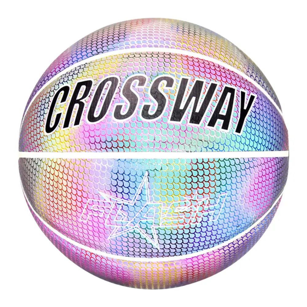 

Luminous Basketball Sports Synthetic Court Personalized Cement Floor Holographic Basketball Birthday Present Glowing Basketball