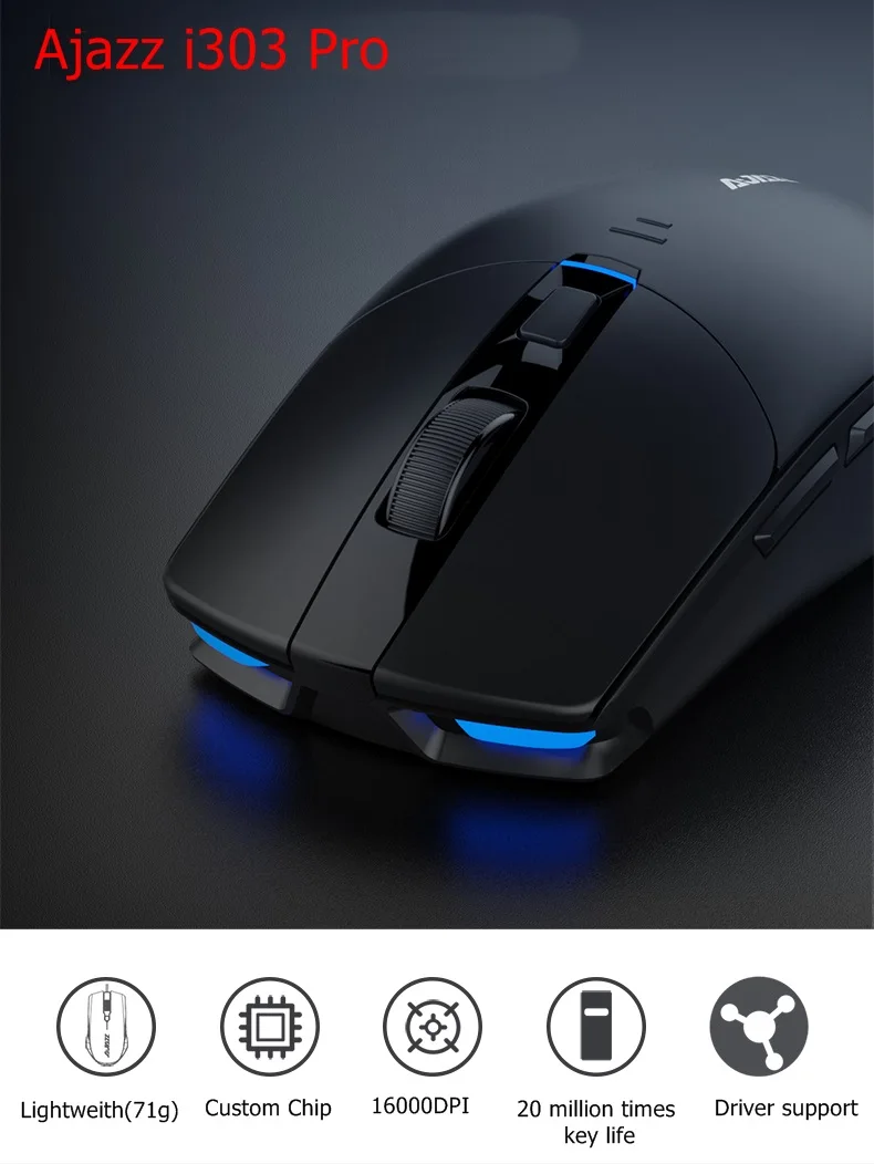 Новая Ajazz i303 Pro легкая беспроводная мышь с подсветкой 2,4 Ghz с заказным чипом, универсальная настольная мышь для ноутбука