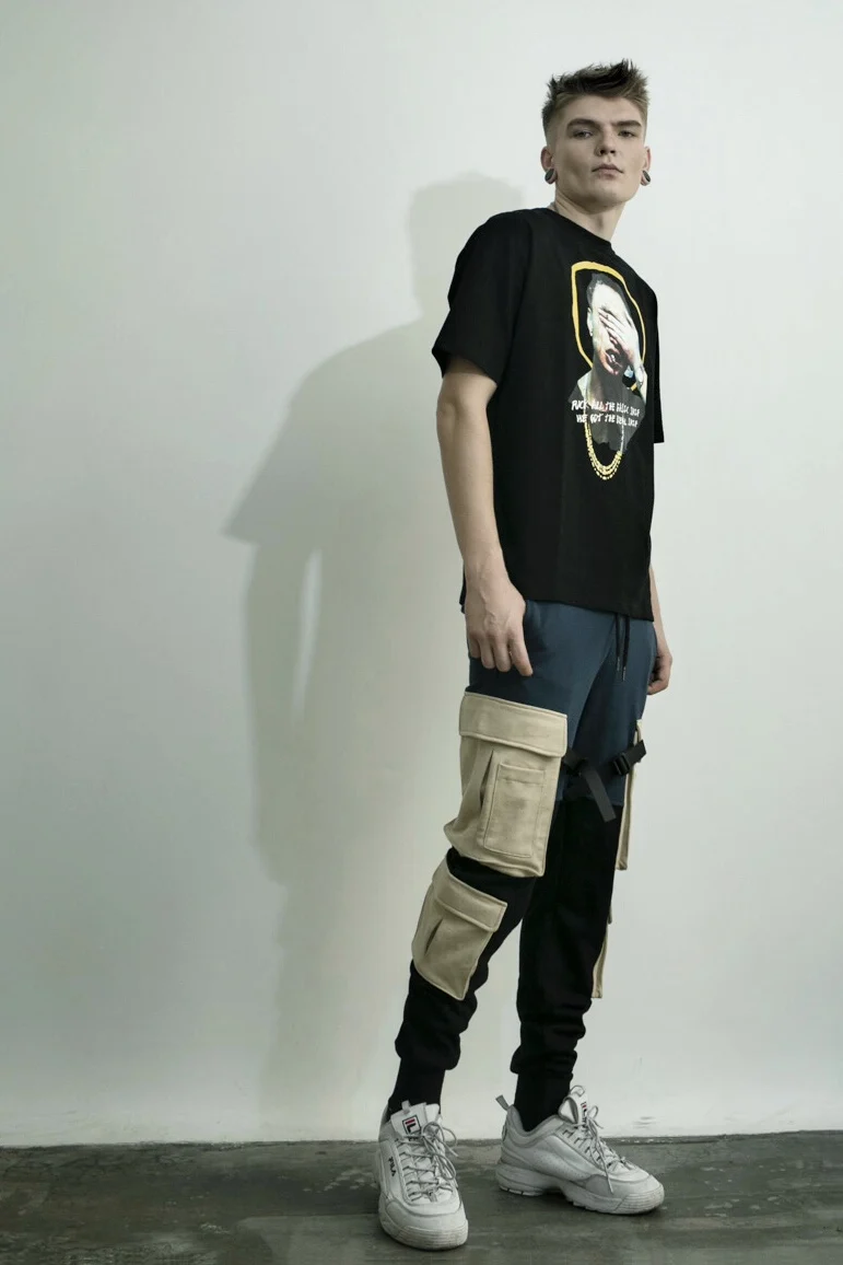 Хип хоп панк эластичный пояс спортивный тренажерный зал карго Гарем карандаш