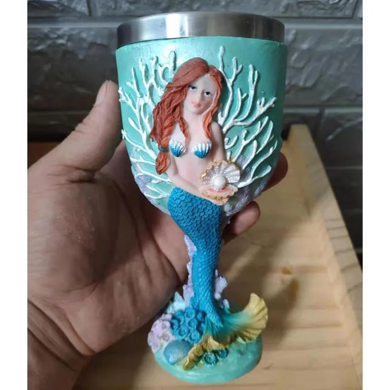 Креативные бокалы русалки из полимера и нержавеющей стали для вина виски