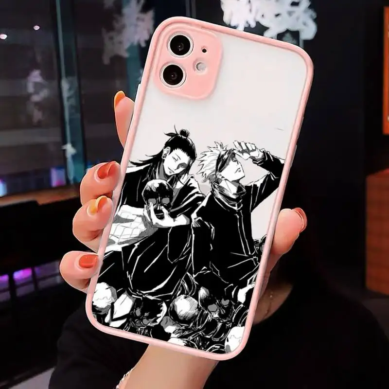 

Japanese Anime Jujutsu Kaisen Phone Case Pink matte transparent For iPhone 7 8 x xs xr 11 12 pro plus max mini Clear Funda