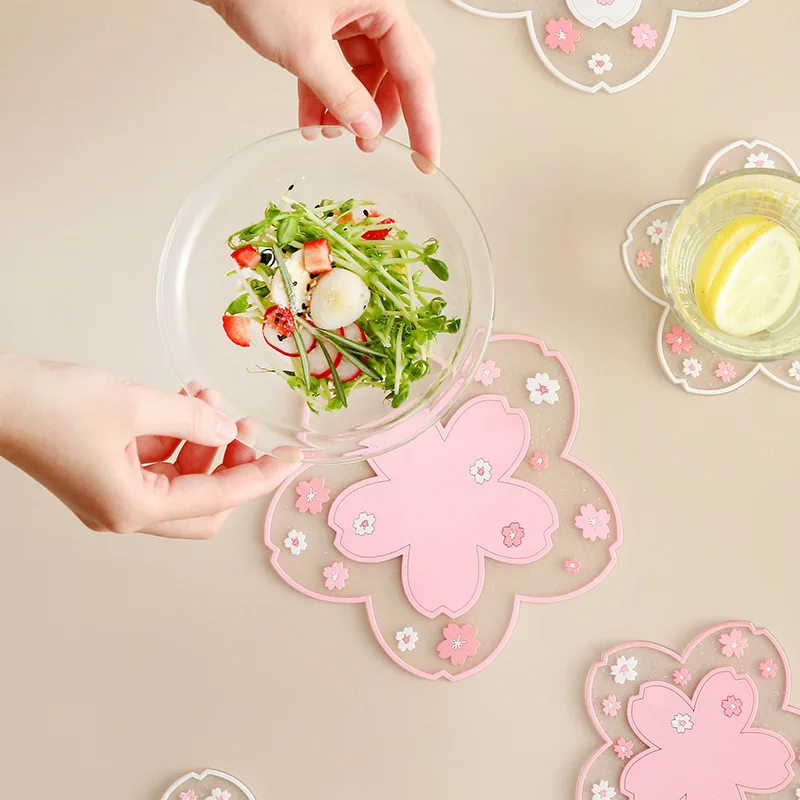Heat Insulation Table Mat Japan Style Cherry Blossom Cup Pad Milk Mug Coffee Coaster Kitchen Accessories | Дом и сад