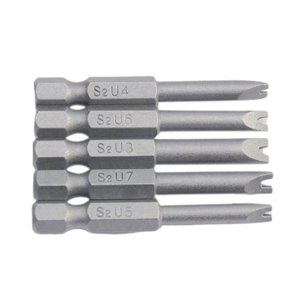 

5Pcs/Set Magnetic U Shape Screwdriver Security Bits Tool 1/4" Hex Shank 50mm U-shaped Bit Screwdriver Hand Operated Tools