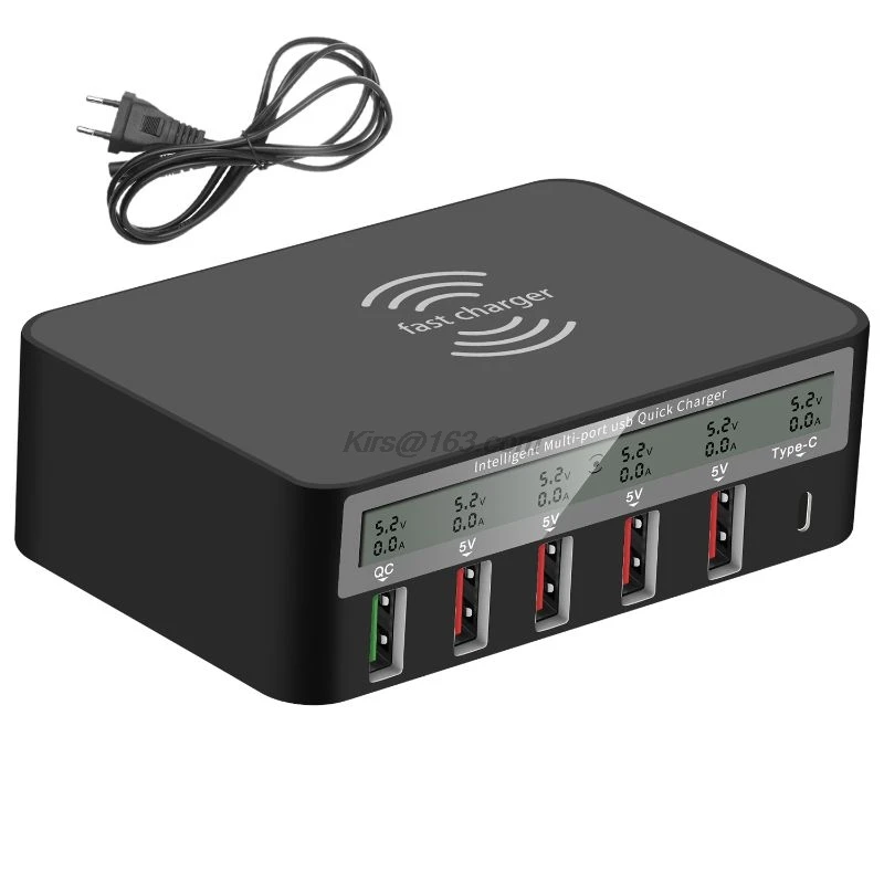 Универсальное беспроводное зарядное устройство Qi 7 в 1 5x USB QC 3 0 быстрая зарядка