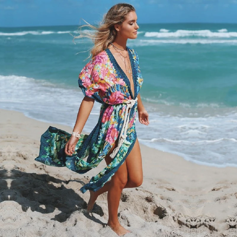 2022 разноцветные накидки для бикини сексуальное летнее пляжное платье Бохо С