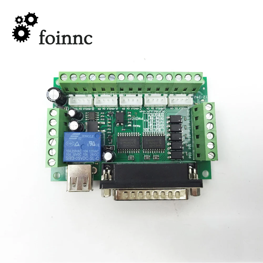Mach3 Модернизированный 5-осевой интерфейс с ЧПУ адаптер Breakout Board + USB кабель DB25