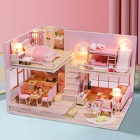diy miniature dollhouse building kits assemble model wooden little house kids toys birthday gifts doll house furniture for adult