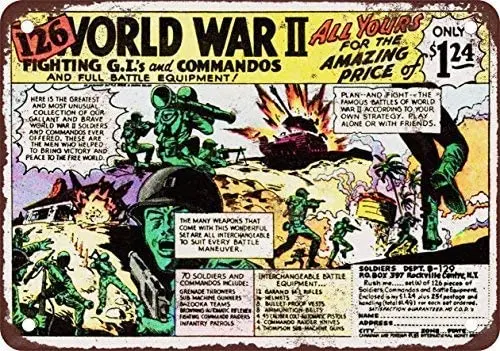 

1969 126 World War II Soldiers for $1.24 Vintage Look Metal Tin Sign 8 x 12 Inches Vintage Aluminum Retro Metal Sign