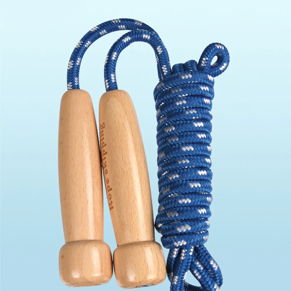 

Elastic Wooden Handle Non Toxic Toy Skipping Safe Fun Outdoor For Kids Adjustable Sports Jump Rope Ergonomic Fitness