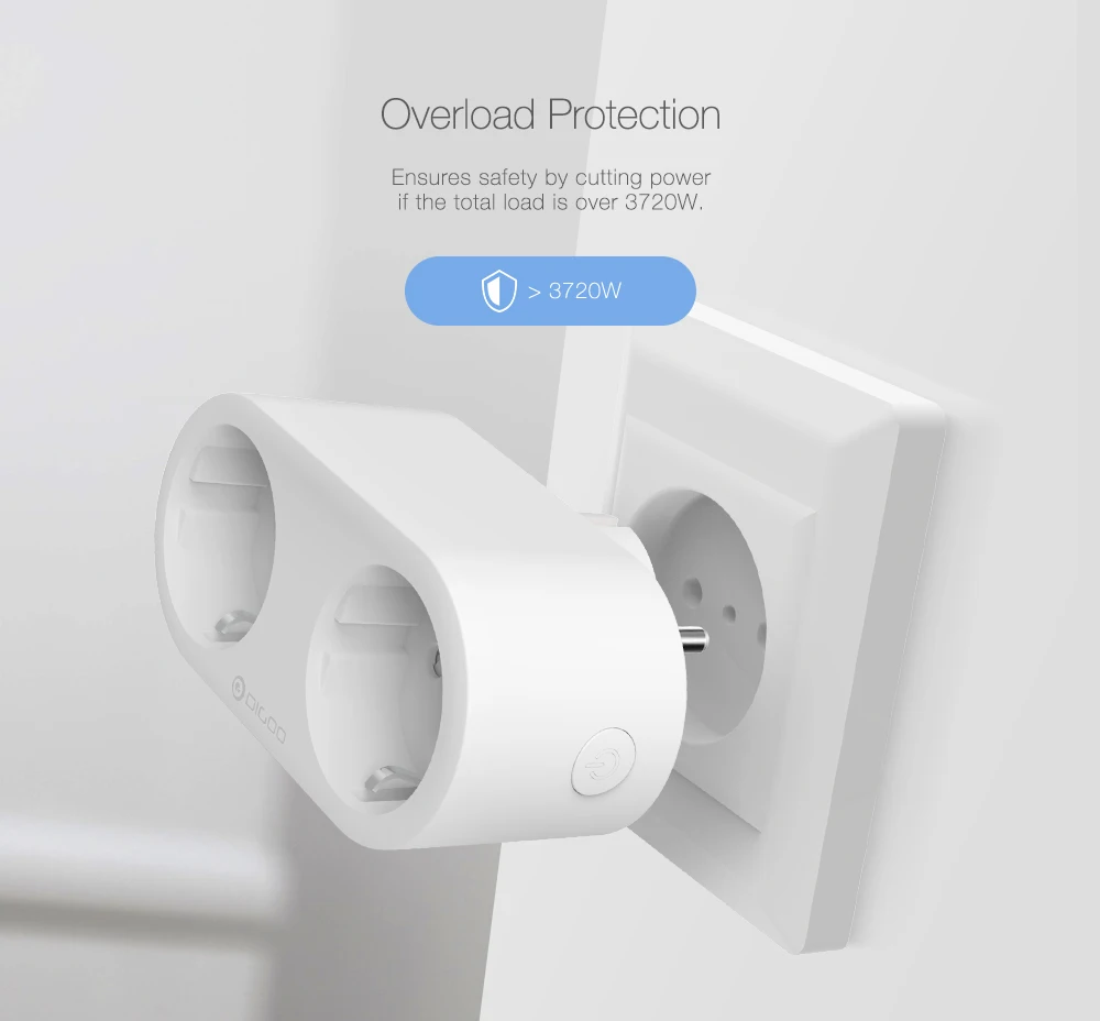 DIGOO DG-SP202 3720 Вт двойной штепсельной вилки ЕС Смарт Wi-Fi розетка индивидуальное управление lable монитор энергии дистанционное управление выход синхронизации