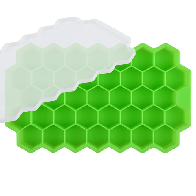 

Honeycomb Ice Cube Trays Reusable Silicone Ice cube Mold BPA Free Ice maker with Removable Lids