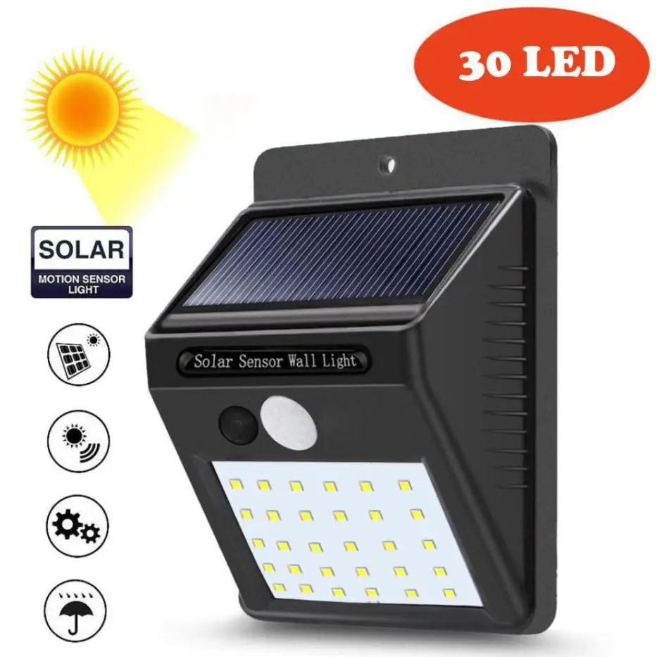 

Motion Sensor Led Lamp Solar Panels Modern Lamp 30LEDS Outdoor Spot Solar Lights Waterproof Garden Decor Exterior Lights on Wall