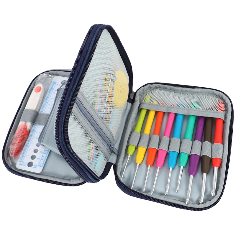 

Crochet Hook Set with Storage Box, Pompom Maker Sewing Needle Crochet for Beginners Skilled DIY Crochet Lovers Crochet