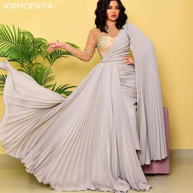 

New Arrival Beading Chiffon Prom Dresses Formal Party Wear Evening Dress Arabic Dubai Evening Gowns Vestidos de Fiesta