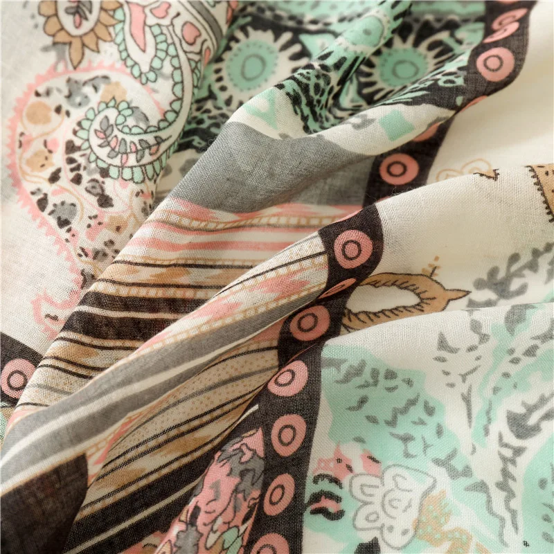 

New style Lady cotton material warm scarf Autumn and winter Luxury Cotton silk scarves women's Fashion Print Sunscreen shawl
