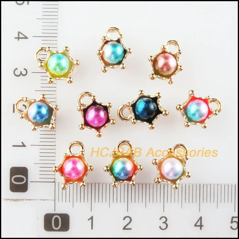 20 новых Подвесок в виде короны Смешанные акриловые подвески форме цветка золотой