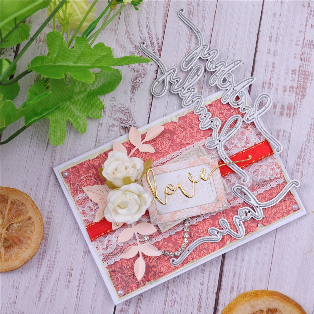 YaMinSanNiO Happy Congrats металлические режущие штампы с надписью Love Scrapbooking декоративные