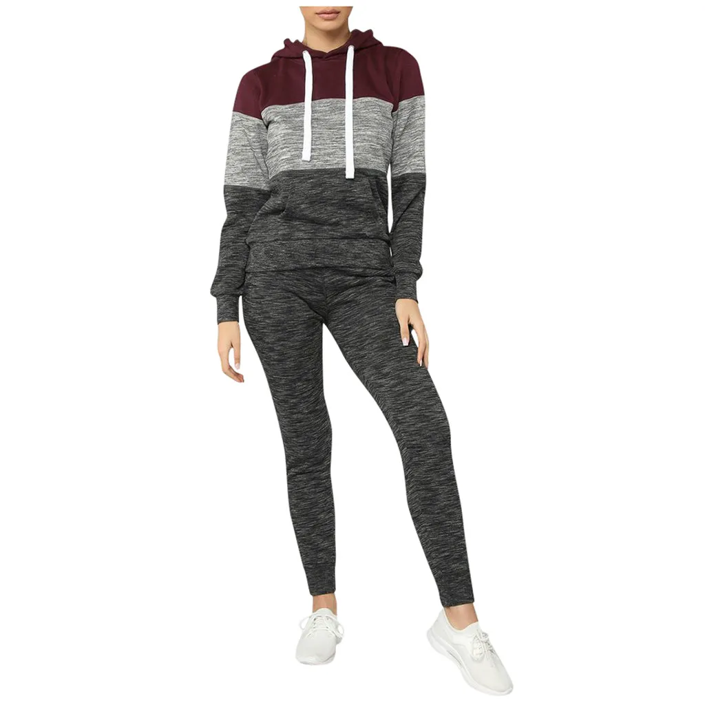 Спортивный костюм для женщин, комплект из двух предметов, sudadera mujer, зимний женский костюм для офиса, Женский Свободный Повседневный Спортивный костюм размера плюс