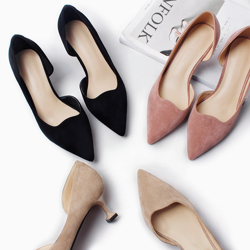Новинка 2020 женские туфли на тонком высоком каблуке 5 см с маленьким котом острым