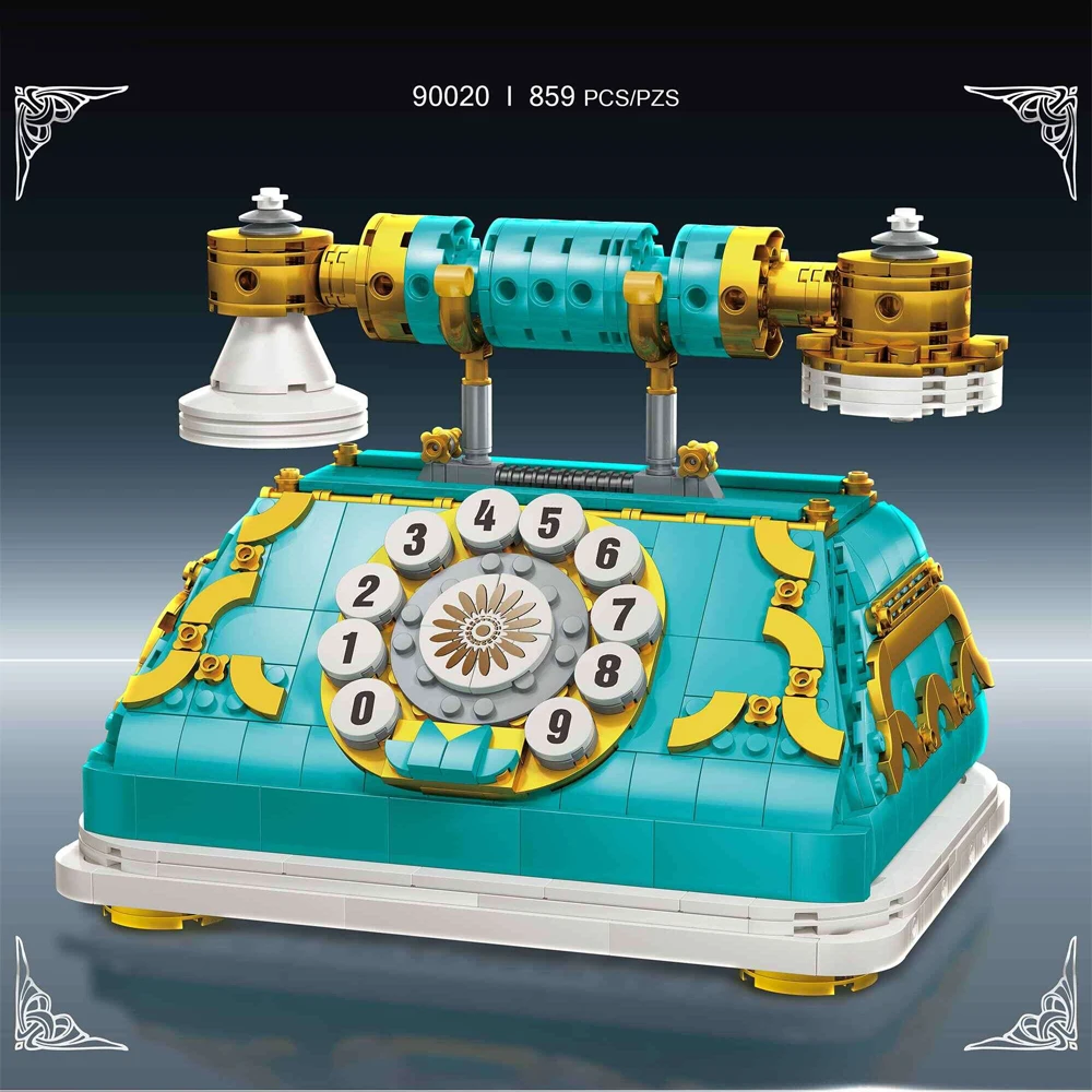 

Зеленый креативный Классический ретро телефон 90020 859 шт. строительные блоки MOC модель сборки кирпичные игрушки