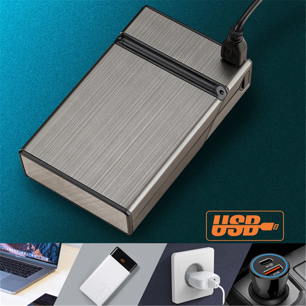 Подставка для сигарет с USB-зажигалкой перезаряжаемый ветрозащитный контейнер
