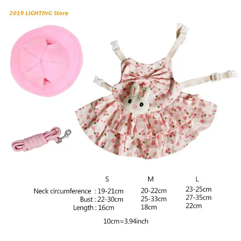 

Lovely Soft Small Animal Clothes Outdoor Traction Harness Pet Kitten Bunny Suit with Cute Mini Hat Bag
