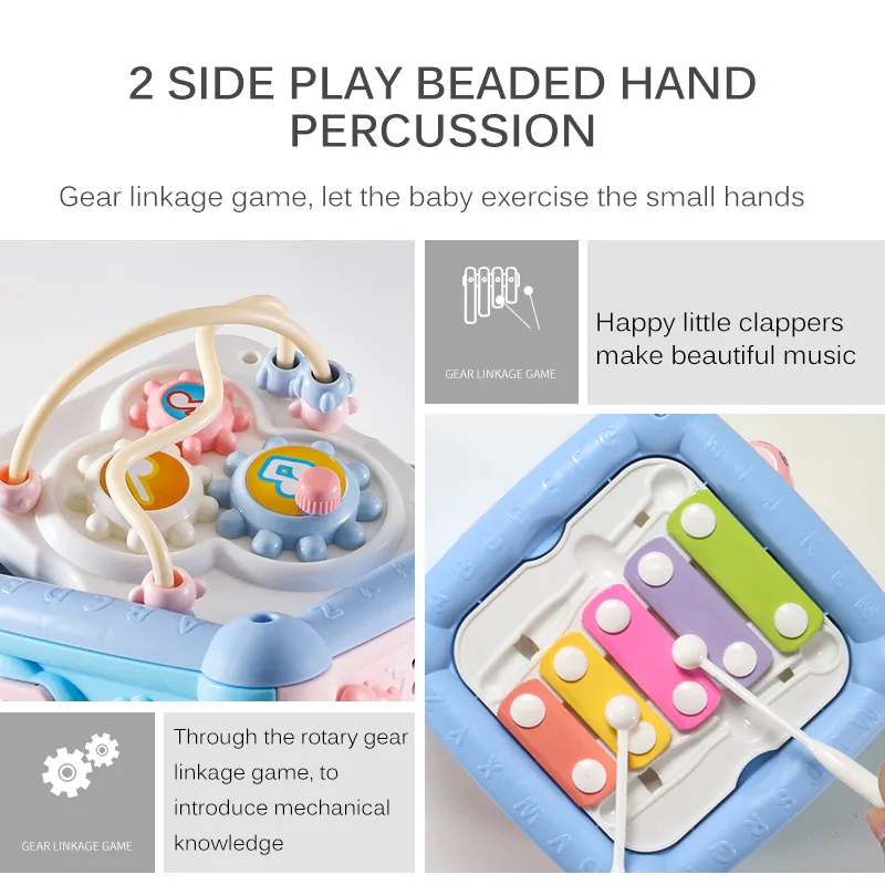 

Multifunctional Baby Music Box Baby Hand Drum Toy Piano Geometric Matching Blocks Treasure Box Educational Toys