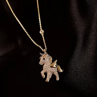 rhinestones unicorn pendant necklaces korean personality simple necklace women girls wedding party fashion jewelry gifts