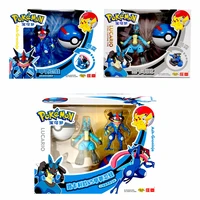 new genuine anime pokemon toy set toy pocket monster greninja lucario scroll action figure anime model childrens toys