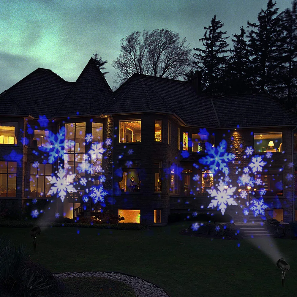 Solar powered LED Laser Projector Moving Snowflake Disco Light Waterproof Christmas Stage Lights Outdoor Garden Landscape Lamp
