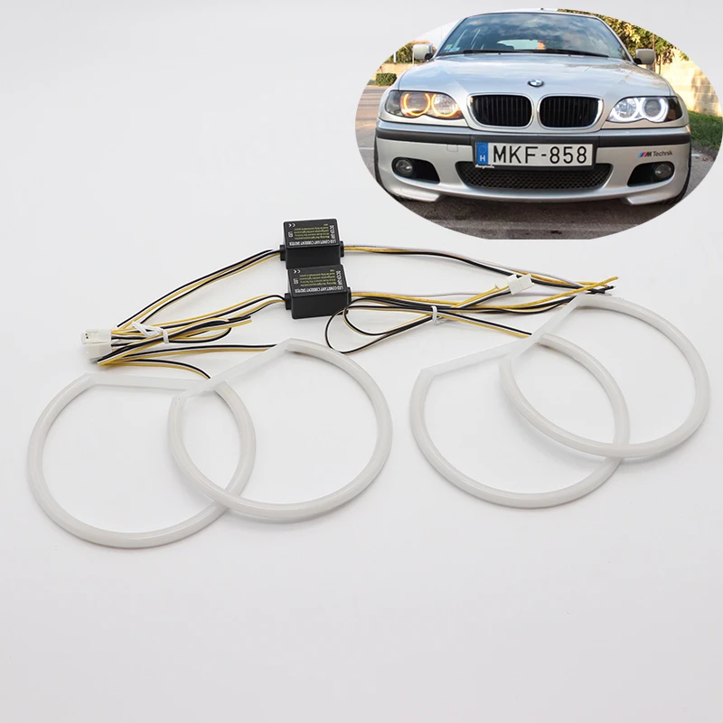 

WHITE LED Headlight Halo Angel Demon Eyes Kit angel eyes light for BMW 3 series E46 sedan touring wagon coupe compact 1998-2005
