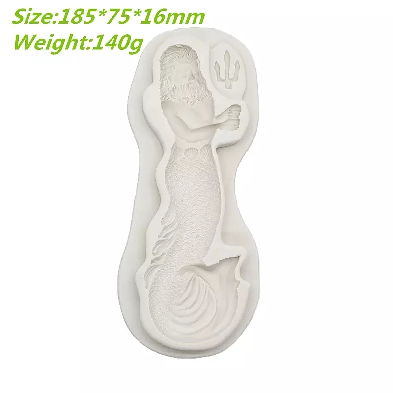 

Mermaid King Silicone Fondant Resin Aroma Stone Ornaments Soap Mold For Pastry Cup Cake Decorating Kitchen Tool